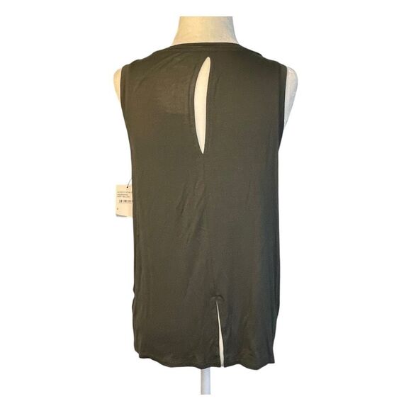 Halogen Back Keyhole Tank Top Grey Beluga Lightweight Knit Sleeveless Crewneck S - Picture 5 of 9